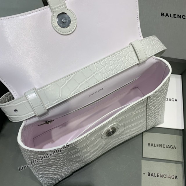 Balenciaga巴黎世家專櫃爆款大號鱷魚白Hourglass沙漏包 fyj1814